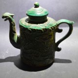 绿釉雕刻龙头壶古董瓷器古玩收藏(包老） 古瓷器 旧货