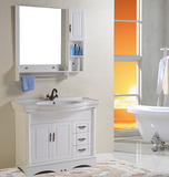 欧式实木橡木PVC落地浴室柜组合面盆卫浴柜洗手池洗脸盆白色洁具