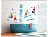 VC7030 外贸彩色帆船海的世界幼儿园儿童房卡通墙贴画 批发定制