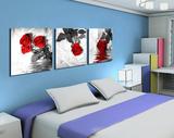 现代装饰画客厅卧室床头挂画无框画三联婚房红玫瑰花卉墙壁画