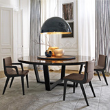 歌思宝 北欧实木餐桌椅组合现代简约小户型大理石圆形饭桌6人组合