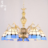 地中海吊灯 卧室灯 简欧餐厅吊灯 蓝色 创意个性吊灯 地中海灯具