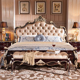 欧式床法式床1.8米双人床橡木床公主床复古深色现代木床三包到家