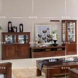 黑胡桃组合电视柜高端现代中式地柜展示柜实木客厅环保家具可定制