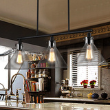 一灯北欧美式现代简约创意三头漏斗水晶灯具客厅餐厅吧台铁艺吊灯