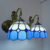 蒂凡尼灯具简约浴室壁灯镜前灯床头灯地中海风格美人鱼双头壁灯