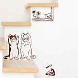 搞笑猫和老鼠组合墙贴儿童房卧室幼儿园教室布置卡通动物贴画贴纸