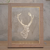 北欧创意小鹿灯鹿角夜灯创意生日礼物宜家相框实木鹿头台灯
