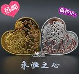 2枚心形520爱情币 永恒爱心海洋之心情人节硬币 精致金银彩纪念币