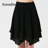 Koradior/珂莱蒂尔正品夏季时尚收腰高端纯色修身显瘦雪纺半裙女