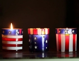 lemon 创意手绘美国国旗系列玻璃杯蜡烛杯时尚家居摆件三件套礼品