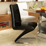 马氏皇庭 简约时尚不锈钢餐椅 鳄鱼皮革黑白椅 休闲舒适靠背凳子