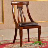 欧式皮椅子 仿古实木休闲皮椅咖啡椅 软坐靠背椅 酒店会所椅