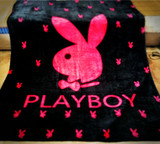 出口欧单外贸珊瑚绒双层花花公子粉色盖毯 150x200双人毯playboy
