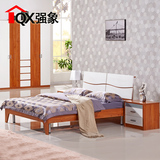 柚木套白实木排骨架双人床1.8米1.5板式地暖床经济型出租床CH-60