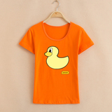 卡通动漫女装小黄鸭短袖T恤女夏天18-24周岁大黄鸭衣服修身橙色