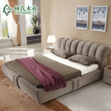 预林氏木业布床1.5米1.8双人床软床储物布艺床简约现代家具R176