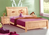 家具产地直销橡木床实木床批发1米2 喜洋洋卡通儿童床单人松木床