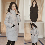 2015冬装新款女装韩版时尚简约风中长款棉服羽绒服外套女学生上衣