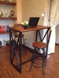 铁艺焊接整装艺术做旧实木家用休闲吧台桌复古高脚椅美式桌椅组合