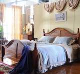 简约美式纯实木床原木红椿木家具成人实木双人床1.5 米婚床1.8米
