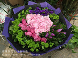 上海同城速递绣球橘梗粉红白香槟玫瑰圣诞节生日爱情鲜花店预定花