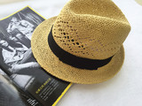 HM近年经典款重现限量欧美大牌女草帽遮阳度假休闲帽黑色绑带