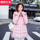 2015秋冬季新款韩版女装中长款大码棉服女连帽A字型加厚棉衣外套