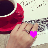 韩国经典18k玫瑰金钛钢贝壳镶钻简约戒指指环食指指环饰品不褪色