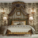 美式实木床定制真皮布艺柳钉靠垫雕花公主婚床法式欧式主卧双人床