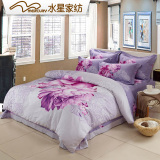 正品床上用品四件套深色紫色全棉纯棉被套床单式1.5m/1.8/2/2.2米