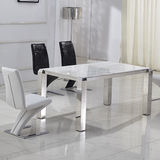 不锈钢家具餐桌椅组合简约家用饭桌子大理石餐台椅洽谈桌M008