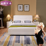 简约现代实木双人床1.8M1.5米全橡木大床豪华婚床储物高箱床白色