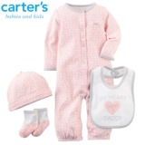 Carters礼品套装 美国正品代购现货新生婴儿满月宴百天酒连体衣女
