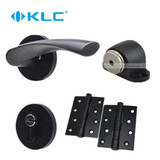 德国KLC黑色分体锁/黑色门锁美式锁+黑色合页+黑色门吸雨果三件套