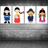 韩国料理店装饰画韩式餐厅壁画餐馆饭店挂画朝鲜族卡通人物无框画