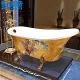 1.6m马赛克彩图欧式有机玻璃贵妃浴缸欧式复古独立式浴缸亚克力