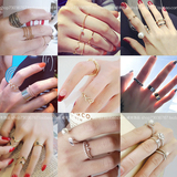包邮韩国韩版饰品时尚珍珠气质百搭水钻多件套三件套戒指指环女士