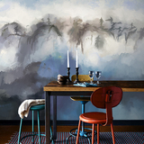 抽象山水风景墙纸壁画 客厅电视背景墙壁纸 手绘艺术大型壁画墙布