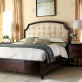 美式真皮床 实木床1.8米新古典实木布艺双人床乡村床简约床橡木床