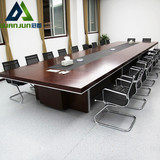 大型实木木皮多功能油漆简约大气会议桌办公家具组合特价