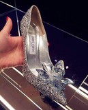 S.F Marceau日系站灰姑娘的水晶鞋 尖头水钻高跟鞋婚鞋单鞋