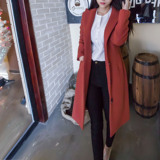 韩国代购2016春新品单排扣风衣羊绒超长款毛呢子大衣外套女 西装