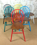 美式休闲时尚咖啡椅 简约彩色铁艺靠背椅子 实木复古宜家铁皮餐椅
