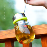 卡西菲玻璃杯带盖单层透明水杯男女学生可爱创意便携滤网花茶杯子