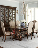 促销美式乡村实木雕花餐桌法式桌椅组合新古典长形会议桌餐厅家具