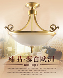高档新中式美式全铜灯 卧室走廊纯铜半吸顶灯具 个性复古半吸顶灯