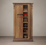 北欧复古家具丹麦实木雕花柜子欧式法式书柜储物柜美式书房家具