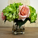 玫瑰绣球水花软装摆件家居假花客厅餐桌绢花装饰花仿真整体花艺