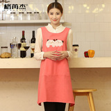 格苒杰韩版卡通猫 可爱时尚幼儿园 母婴 美甲店工作服厨房围裙